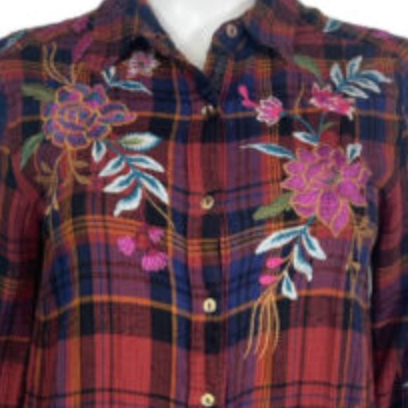 Johnny Was Plaid Painters Smock Pockets Tunic Worn once, No tag - Picture 5 of 7